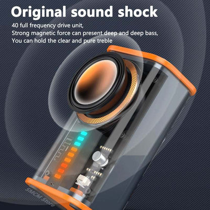 K07 Enceinte Bluetooth sans fil transparente Mecha, lumière sonore, rythme, subwoofer TWS Stéréo, centre de musique Cyberpunk, appel mains libres