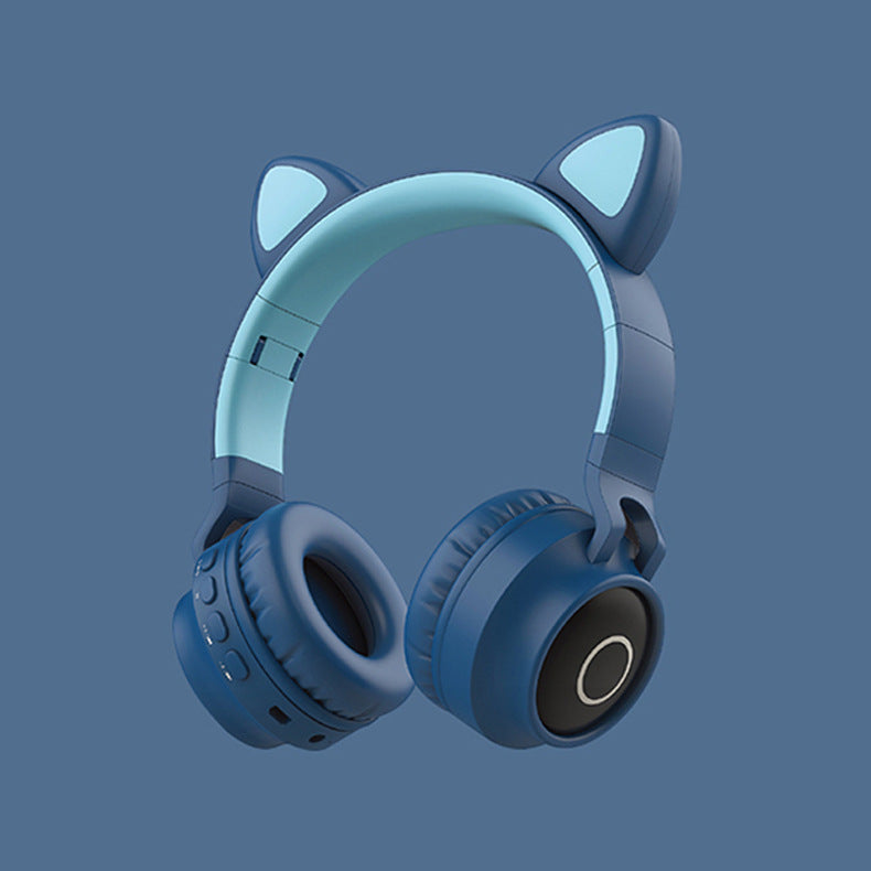 Casque Audio LED Oreilles de Chat Bluetooth 5.0 sans Fil Pliable Portable pour Enfants avec Microphone, Meilleur Cadeau