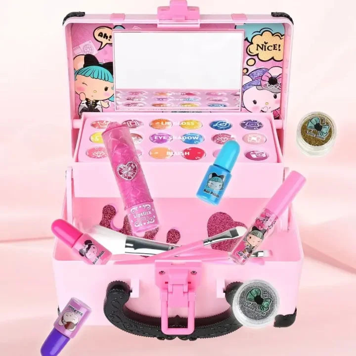 Kids Princess Makeup Kit Washable Non Toxic Cosmetic Set with Case
