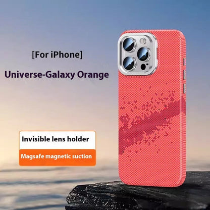 Carbon Fiber Kevlar Magnetic iPhone 15 & 16 Case – Frosted MagSafe-Compatible with Kickstand