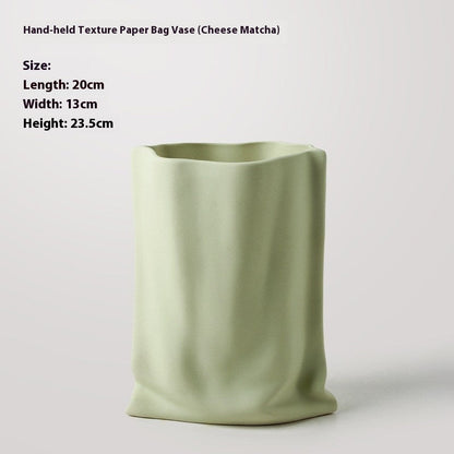 Ceramic Vase Silver-plated Simple Living Room Paper Bag Flower Arrangement