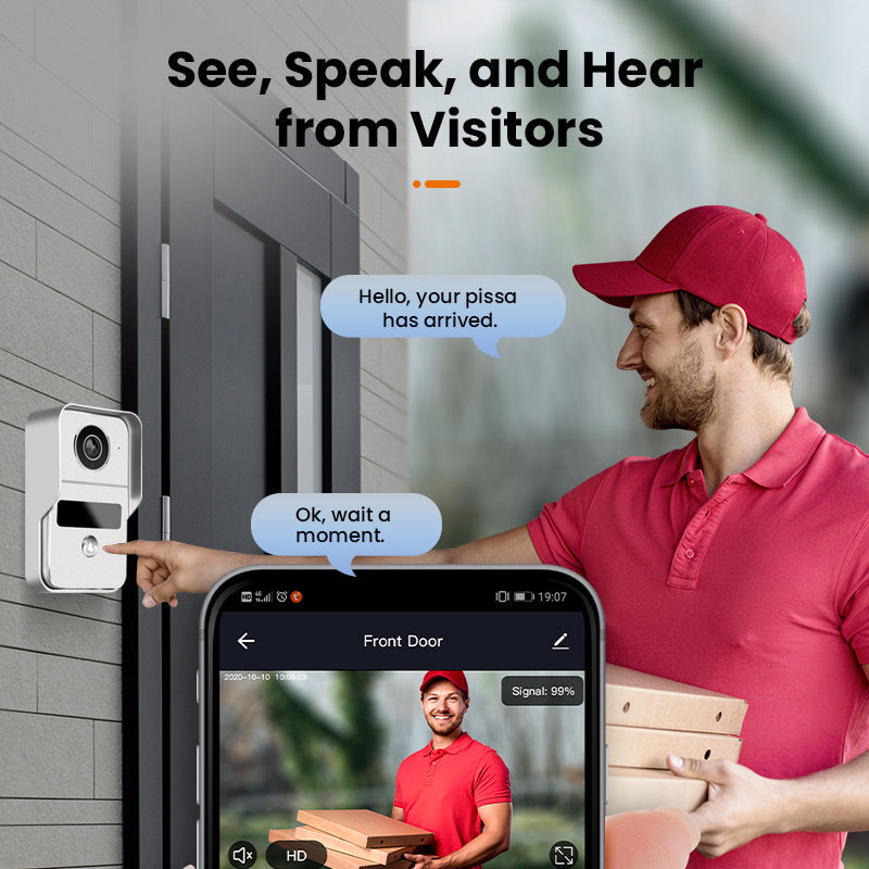 Vidéophone 1V2, surveillance en temps réel, sonnette sans fil, système d'interphone intelligent