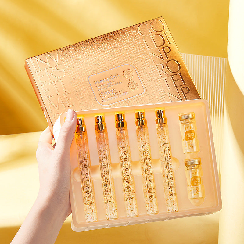 Kit de Péptidos de Proteína Dorada, Set de Productos para el Cuidado de la Piel de Salón de Belleza, Esencia Líquida de Hilos Tensores de Oro