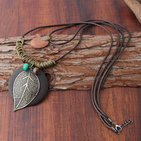 Personalized Pattern Leaf Pendant Long T-Shirt Chain