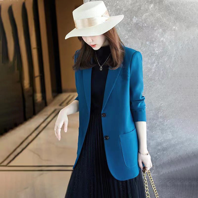 Veste de costume bleue grande taille pour femme
