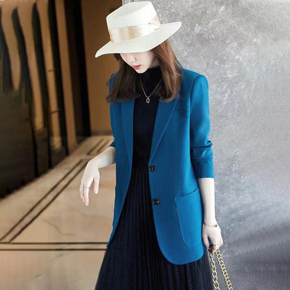 Veste de costume bleue grande taille pour femme