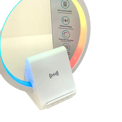 Haut-parleur Bluetooth intelligent avec lumière d'ambiance et chargeur sans fil 15W