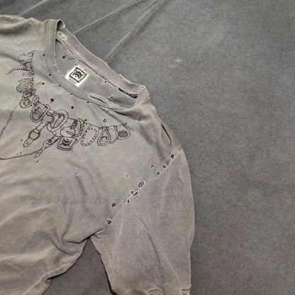 Damaged Neck lace Reworked Washed Short Sleeves