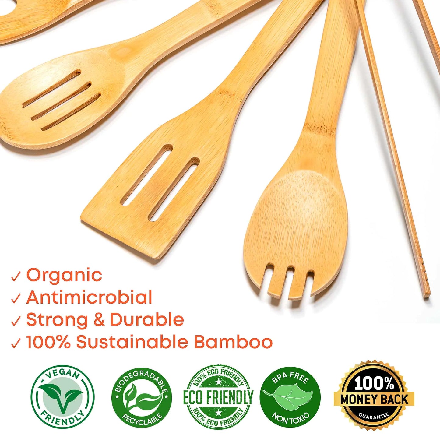7-Pack Bamboo Kitchen Utensils Set