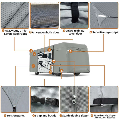 DikaSun 7 Layers Class A RV Cover Heavy Duty Anti-UV Waterproof Windproof Breathable Class A Motorhome
