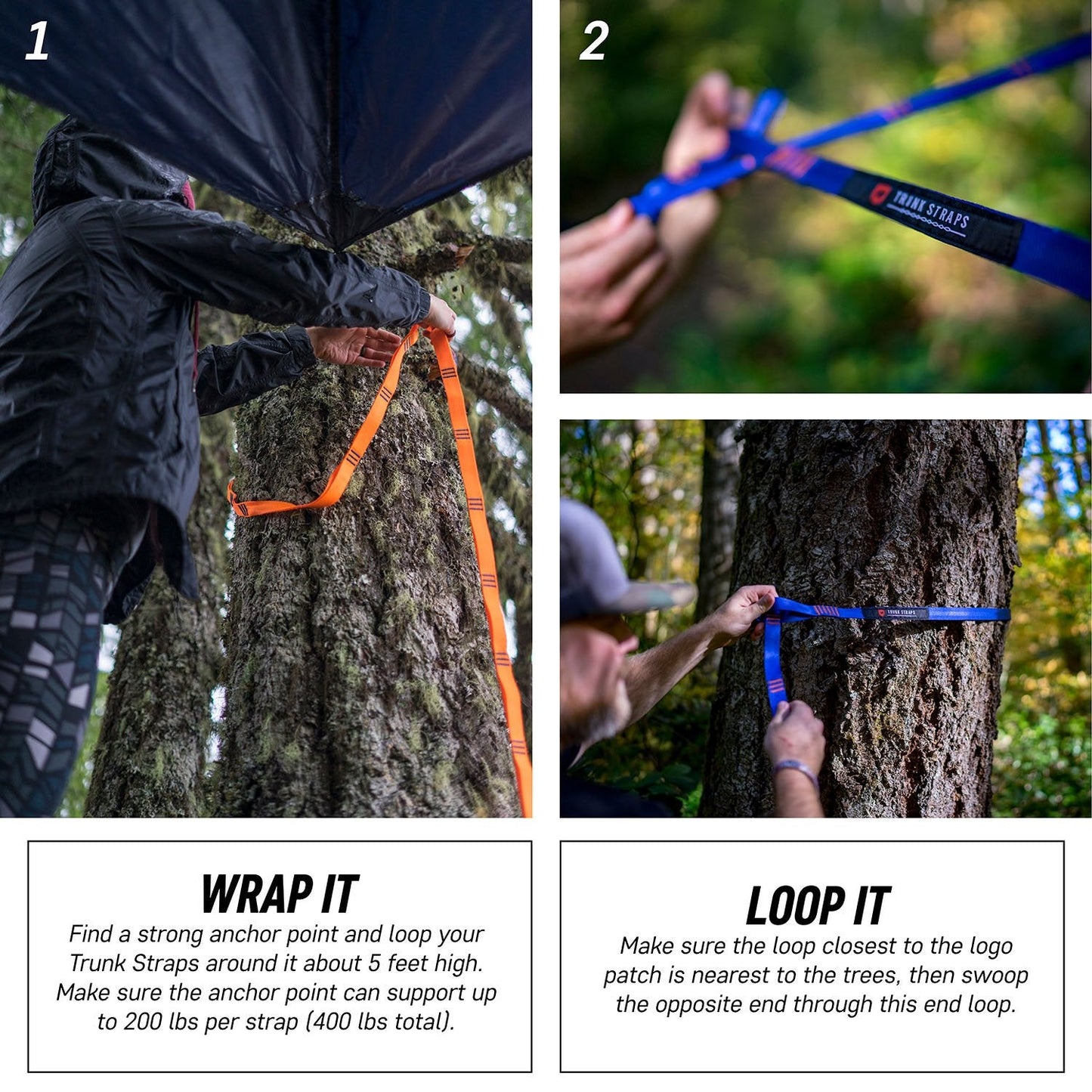 Trunk Straps | Hammock Suspension Straps with 36 Adjustment Points