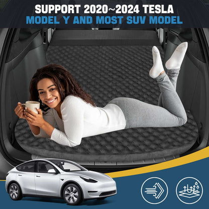 Tesla Model Y Mattress: Self-Inflating Memory Foam Bed Air Mattress for Model Y, Thickened Travel Camping SUV Sleeping Pad with Storage Bag,Black