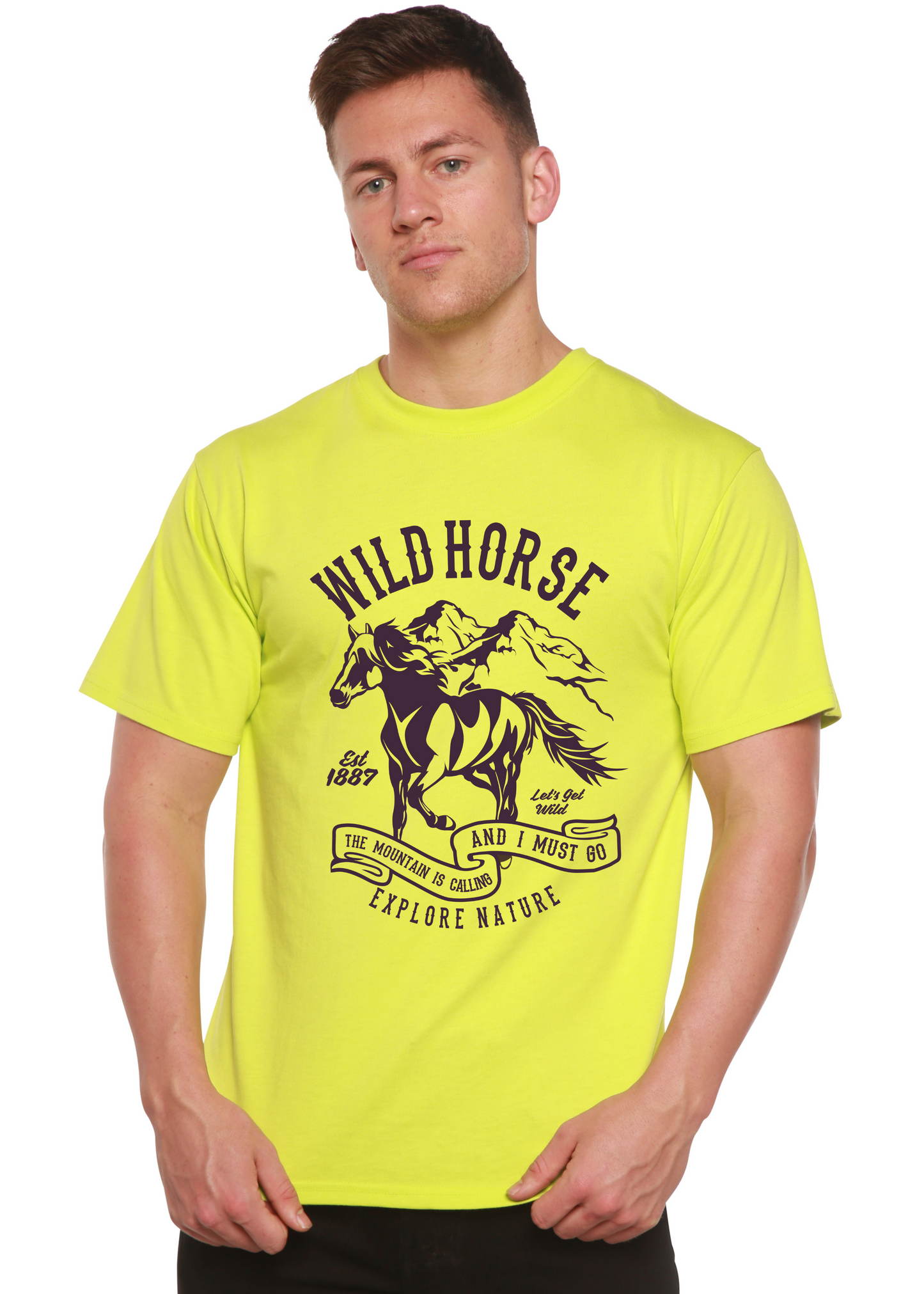 T-Shirt Graphique à Manches Courtes Wild Horse Spun Bamboo® en Viscose de Bambou/Coton Biologique pour Homme