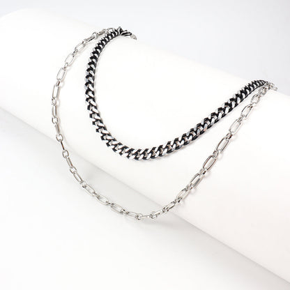 New European And American Punk Style Personality Double Pants Chain Men And Women Black And Silver Mixed Simple Chain Hip-hop Jeans Decoration