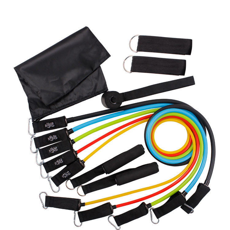 Juego de 11 piezas de cuerda elástica multifuncional TPE para fitness, cuerda de látex elástica, anillo de resistencia