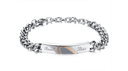 Fashion Love Black Rose Gold Peach Heart Couple Bracelet