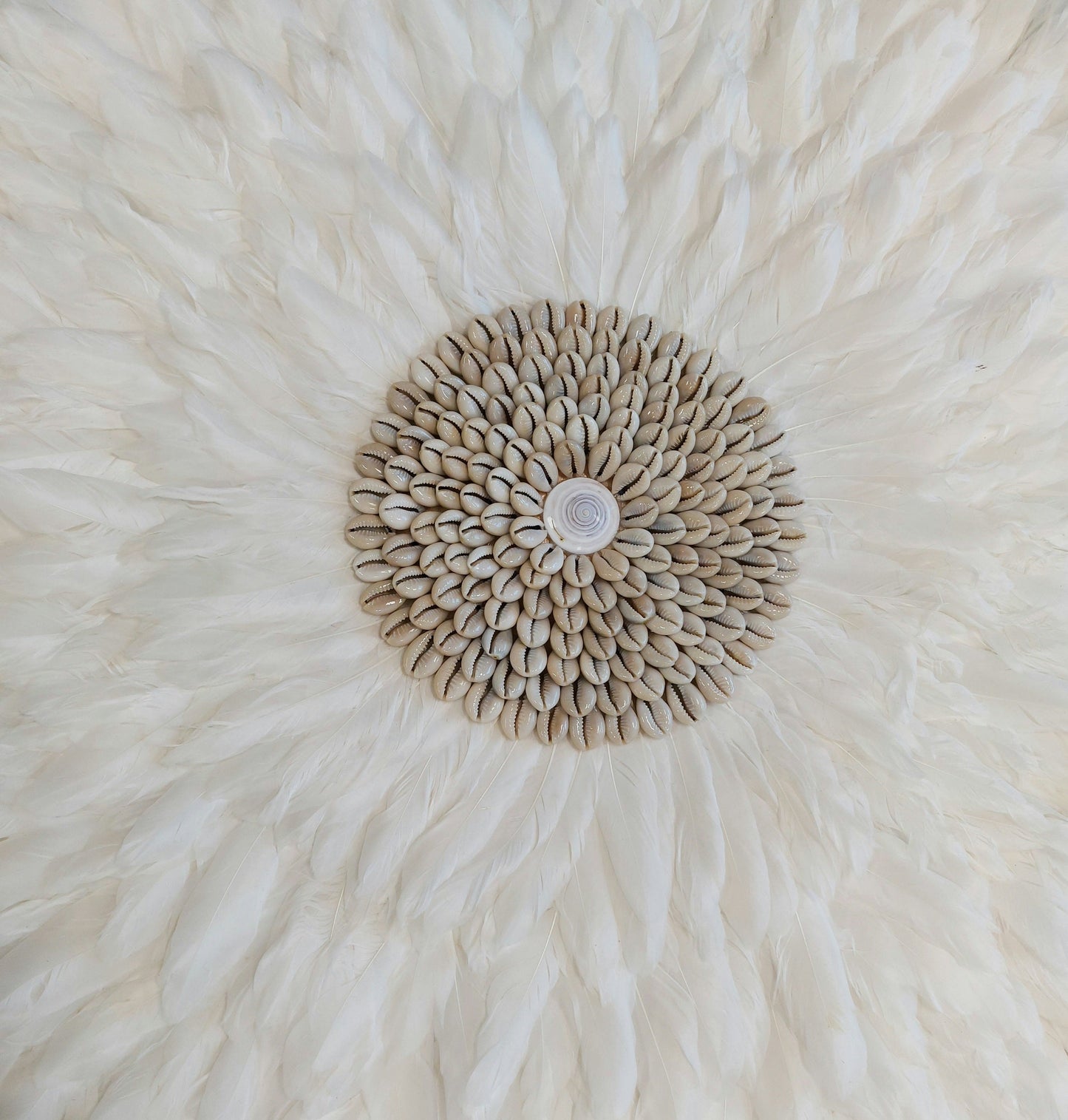 Feather Wall Hanging Juju Hat Decor with Shell or Mirror Center