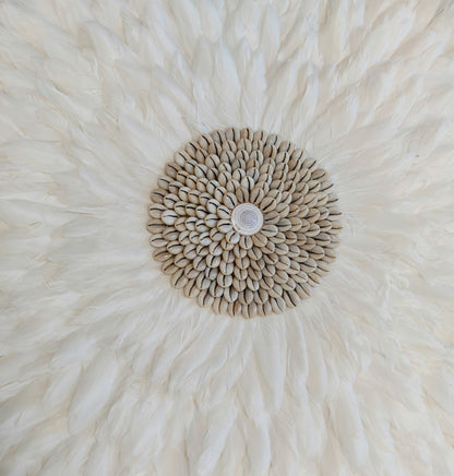 Feather Wall Hanging Juju Hat Decor with Shell or Mirror Center