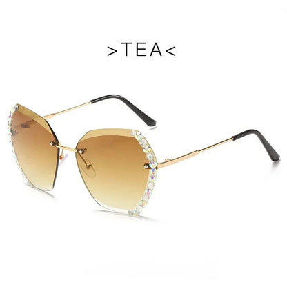 Vintage Oversized Rimless Sunglasses | Lightweight UV Protection Eyewear