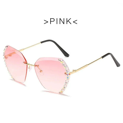Vintage Oversized Rimless Sunglasses | Lightweight UV Protection Eyewear