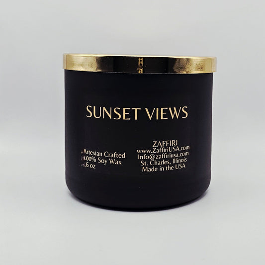VUES DE COUCHER DE SOLEIL | Bougie en cire de soja 16oz - Parfum par ZAFFIRI