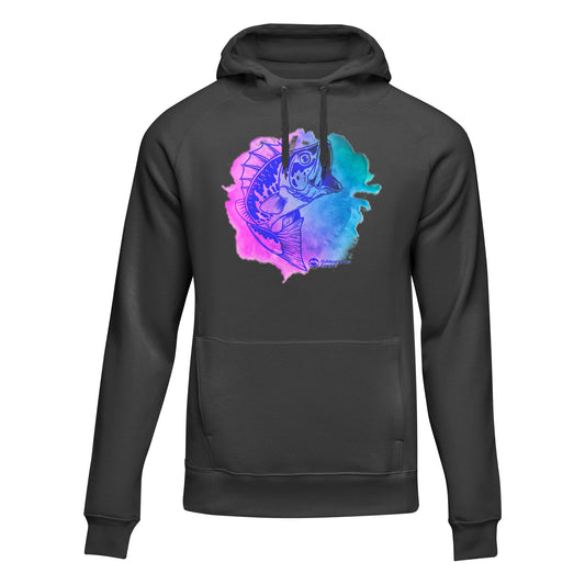 Sweat à capuche unisexe pêche aquarelle