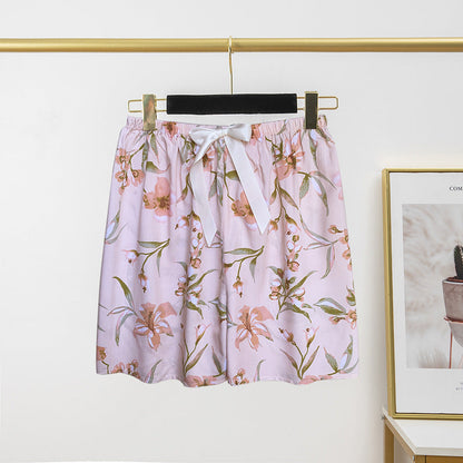Pantalon de pyjama en soie de coton pour femme, short d'été fin et décontracté