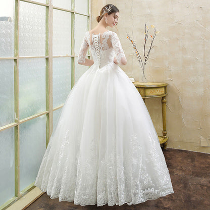 Bride's long-sleeved forest lace tail wedding dress