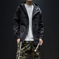 Men's plus size loose hooded drawstring jacket