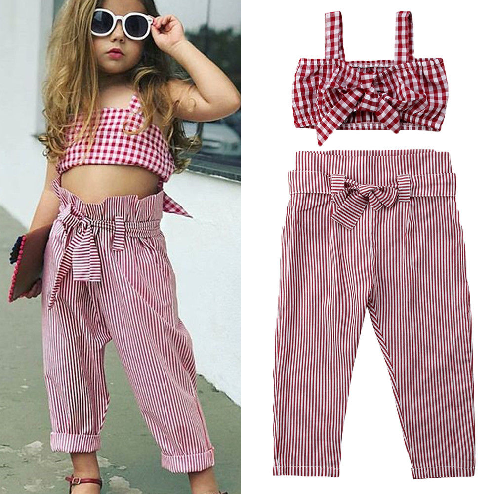 Pantalon taille haute + haut à carreaux