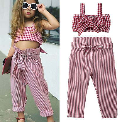 Pantalon taille haute + haut à carreaux