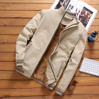 Men's casual plus size plus velvet padded stand collar jacket