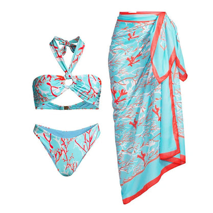 Women's Slim Split Floral Bikini Suit