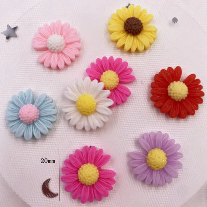 20 cabochons plats en résine en forme de marguerite | 20mm, décorations de style pastoral pour loisirs créatifs
