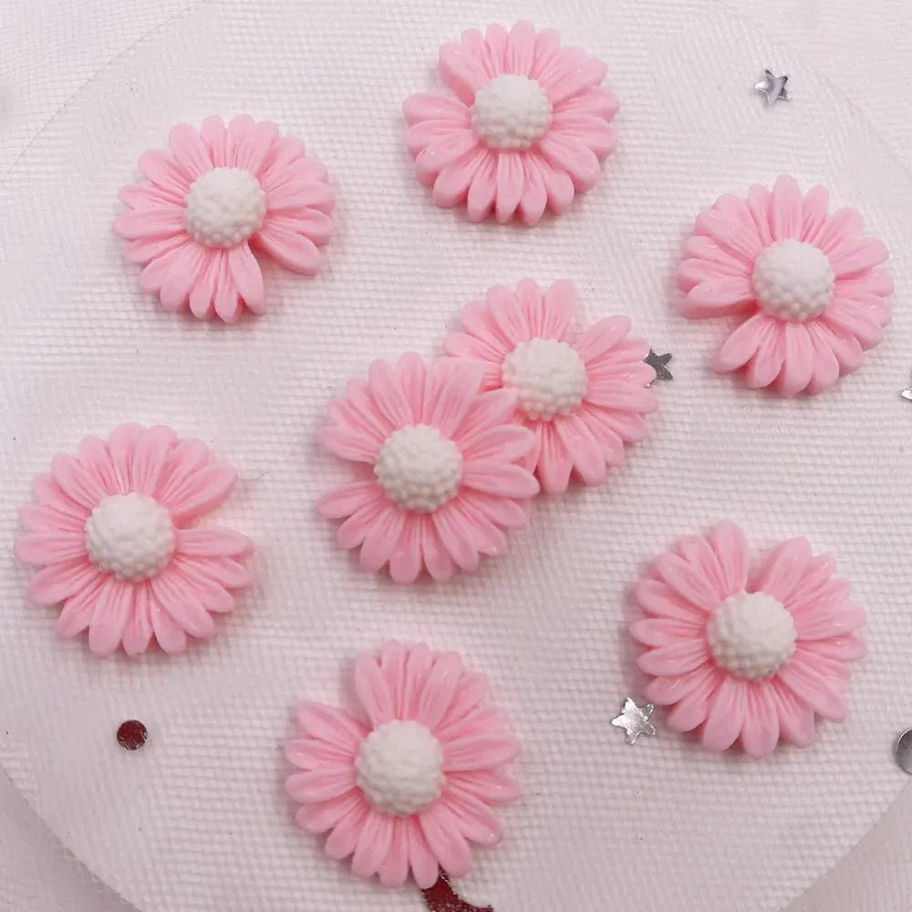 20 cabochons plats en résine en forme de marguerite | 20mm, décorations de style pastoral pour loisirs créatifs