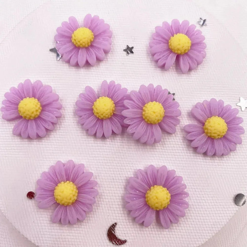 20 cabochons plats en résine en forme de marguerite | 20mm, décorations de style pastoral pour loisirs créatifs
