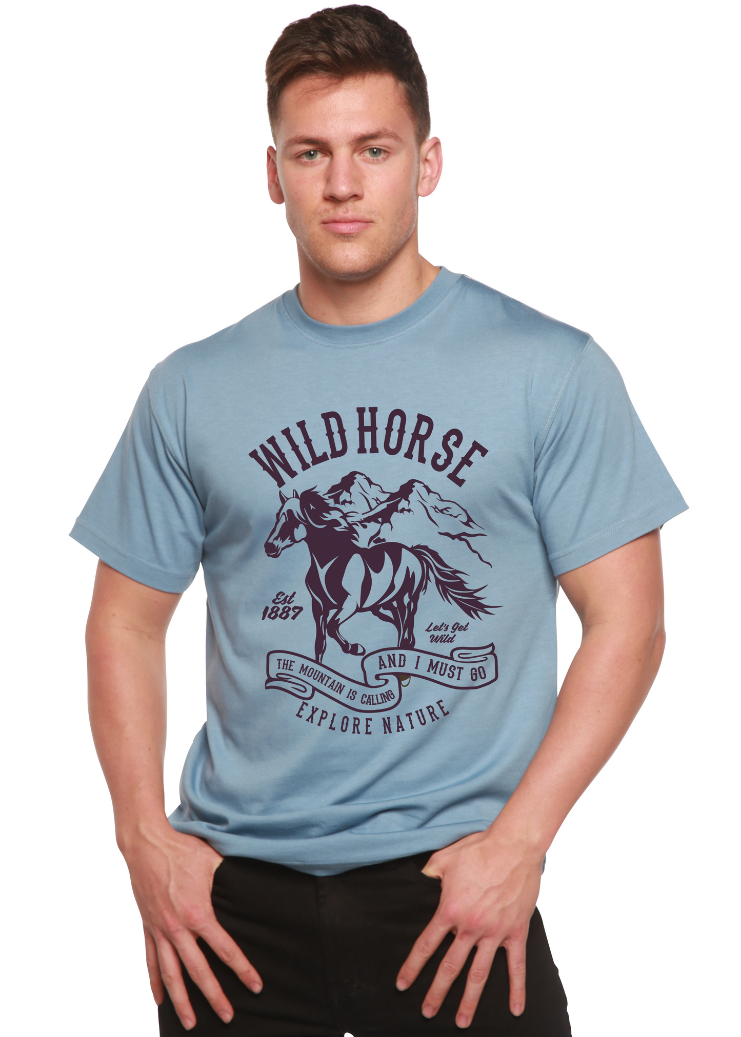 T-Shirt Graphique à Manches Courtes Wild Horse Spun Bamboo® en Viscose de Bambou/Coton Biologique pour Homme
