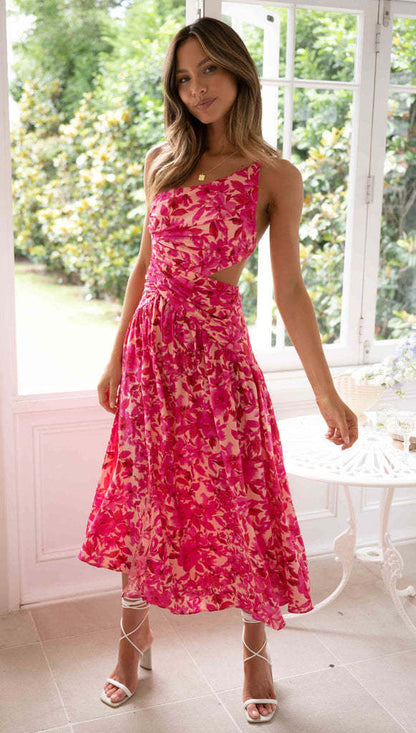 Sleeveless Back Long Dress With Split Hem