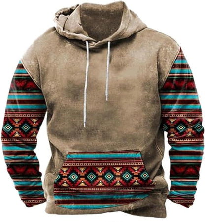 Native buffalo Printed winter Hoodie Men's fashion