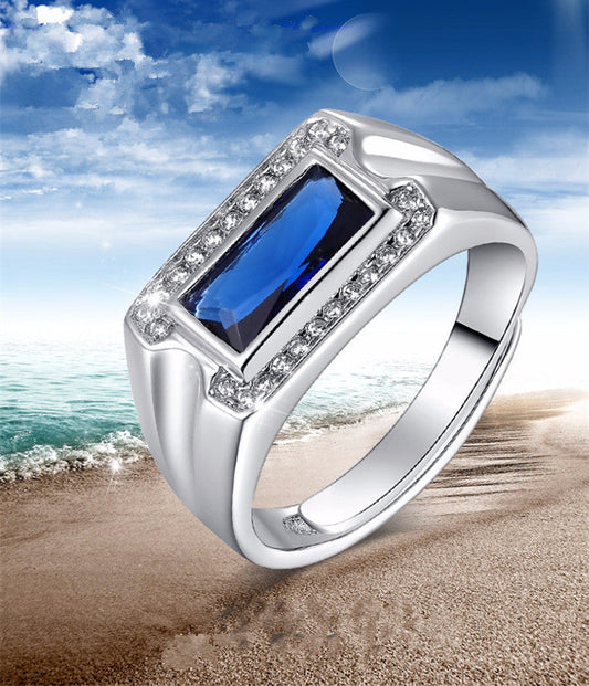 Bague en argent sterling S925 avec cyanite