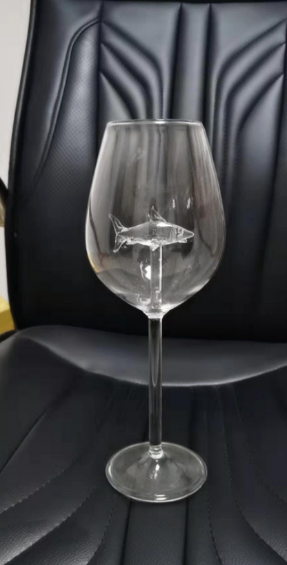 Verres à vin rouge avec requin à l'intérieur Verres à pied en verre transparent sans plomb pour la maison, le bar, les fêtes HFing