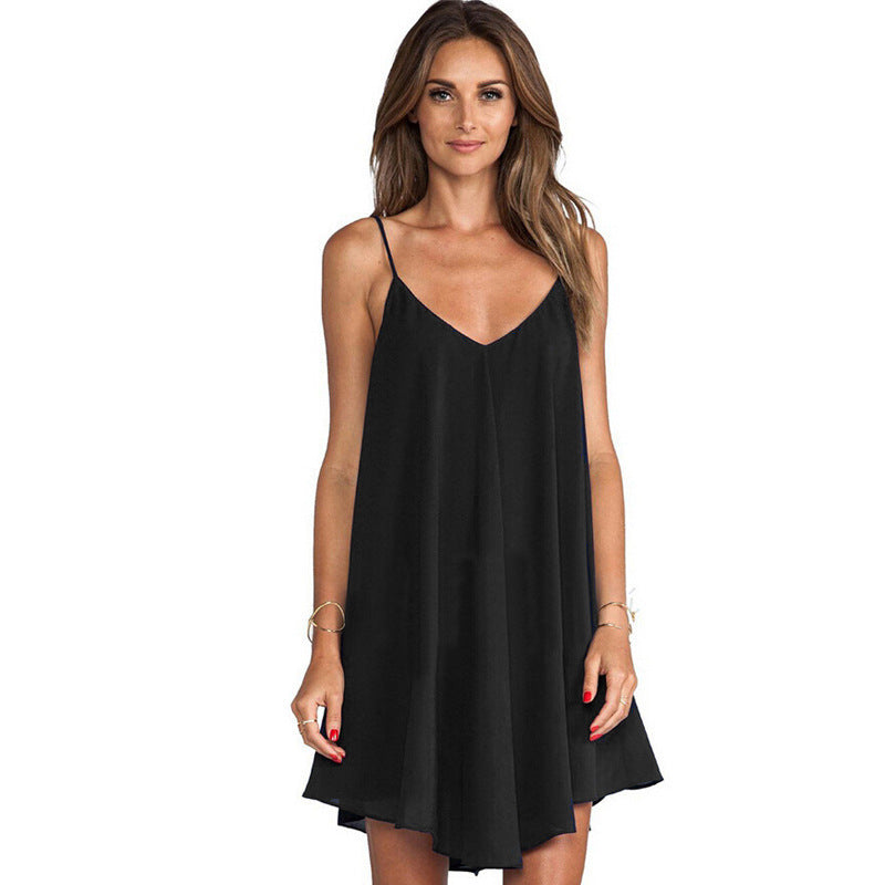 Summer plus size chiffon dress loose suspender skirt