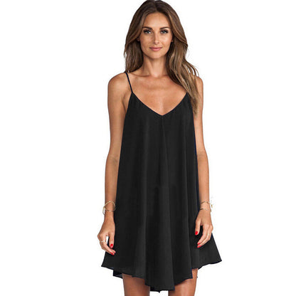 Summer plus size chiffon dress loose suspender skirt