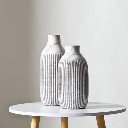 Dried Flower Vase Ceramic Vertical Pattern Ornaments