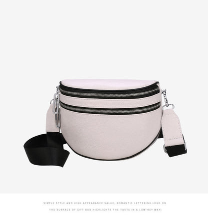 Fashion Lady Leather Diagonal Saddle Bag