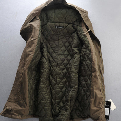 Men's plus plus size Winter hooded mid-length cotton coat