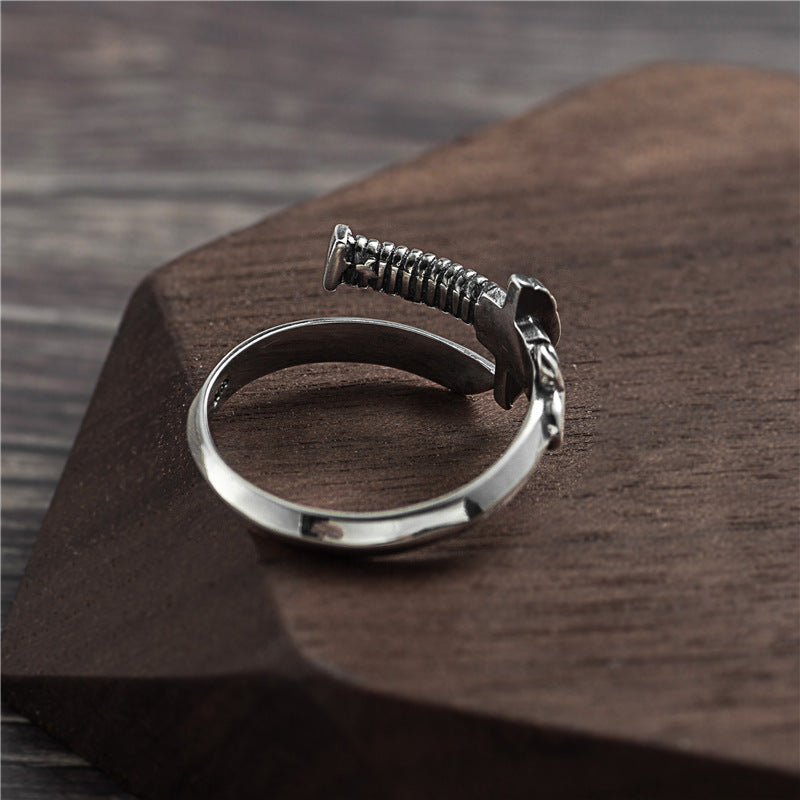 Design Personality Samurai Sword Thailand Silver Ring Men