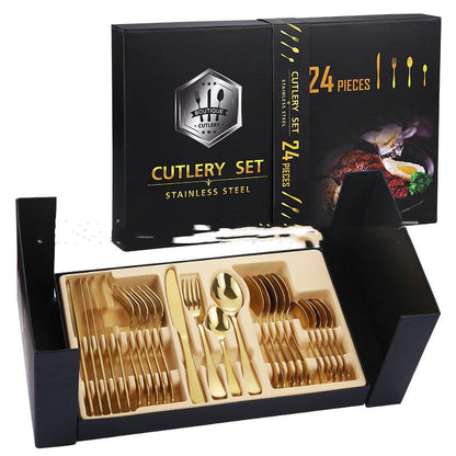 Juego de cubiertos de acero inoxidable en estuche de regalo