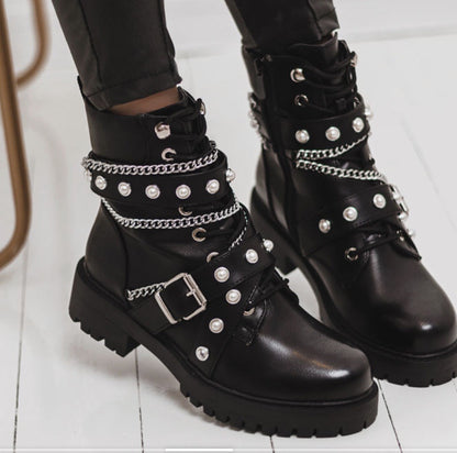 Botas de motocicleta todoterreno estilo británico para mujer
