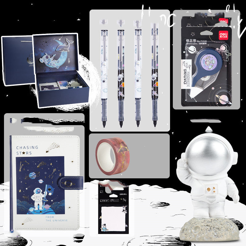 Set de regalo de papelería para exploración de la galaxia del universo, oferta de caja de regalo de cumpleaños, cuaderno de astronauta, agenda creativa